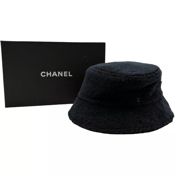 Authentic CHANEL CC Bucket Hat Size:S Black Cotton #36636126 - Picture 1 of 10